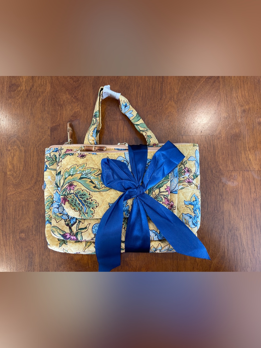 Floral Quilted Yellow Cosmetic Bags Set - Brand New!